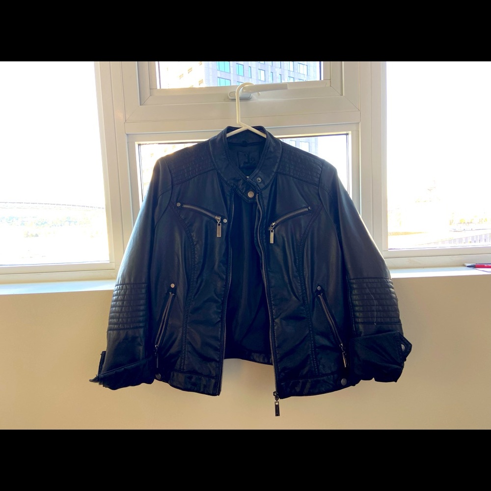 Faux-leather bomber